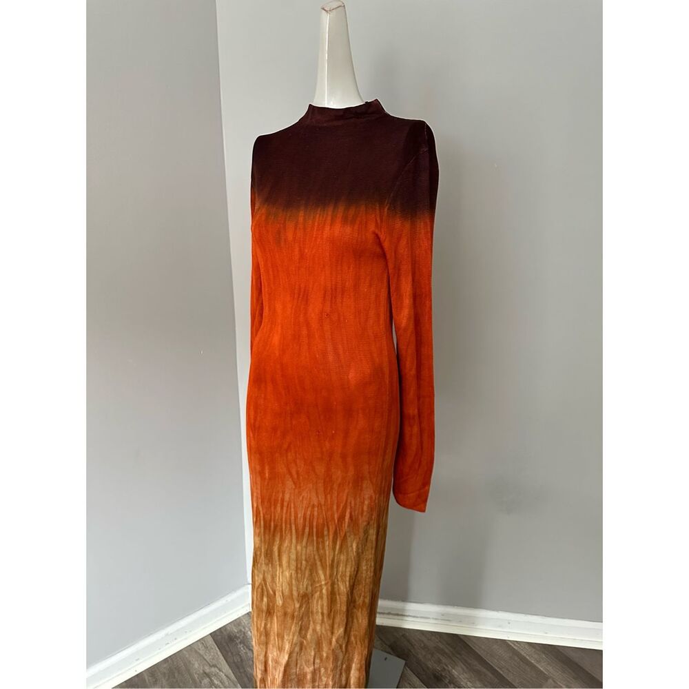 Altuzarra Mock Neck Hand Dyed Fall Winter 23 Rhea Maxi Dress Coral Medium $1995 - Picture 12 of 15